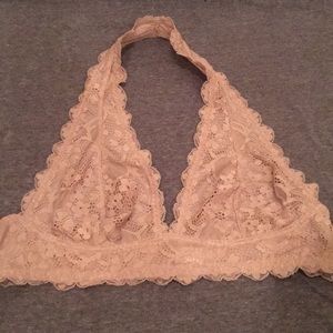 Free People Galloon Lace Halter Bra in Nude